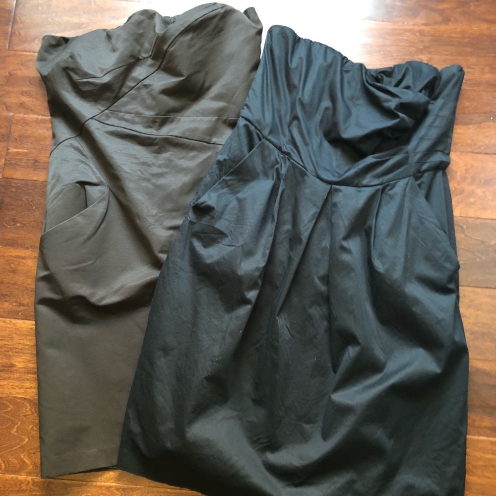 Two strapless dresses